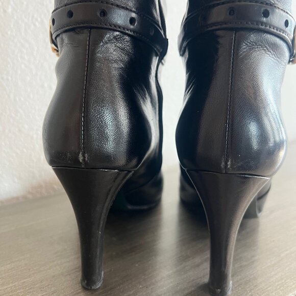 Gucci Black Leather Knee-High Boots with Gold Buckle – Size 7.5B - Picture 11 of 13